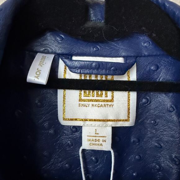 NEW Emily McCarthy Blue Bradshaw Vegan Ostrich Leather Dress Size L - Picture 4 of 5